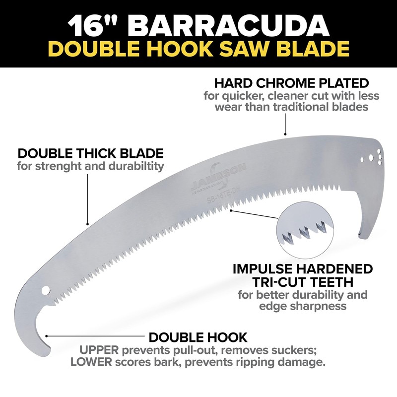 Jameson PS-3FPK-16DH-L 16" Double Hook Curved Blade Saw Head and