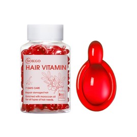 Loske Hair Treatment Serum with Avocado Oil, Argan Oil, Moroccan Oil, Coconut Oil, Vitamin C, Hair Serum, Hair Growth Serum for Frizzy and Damaged Hair (Large, Red)