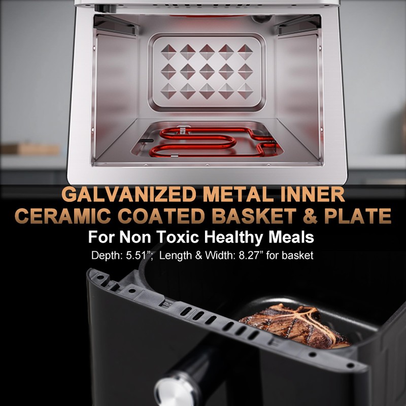 Stainless Steel Air Fryer Ceramic Coat Basket Non Toxic Metal