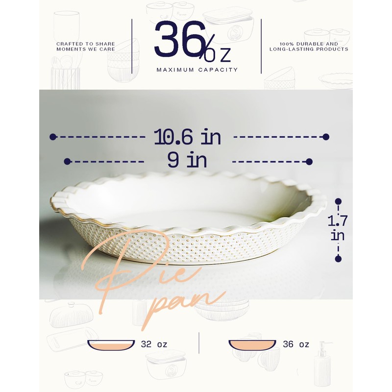 getstar Ceramic Pie Pan Set of 2, 9 inch Pie