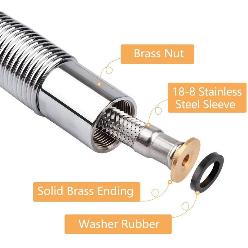 KWODE Pre-rinse Hose 38 Inch Flexible Stainless Replacement Hose for