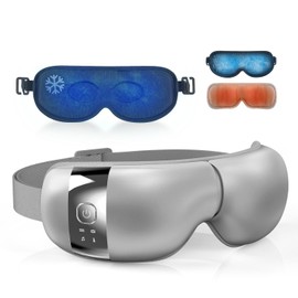 HubiCare Augenmassagegerät Pro mit Wärme & Kühlung, 3D Airbag Vibration, Bluetooth, für trockene Augen, Schwellungen, Augenringe, Migräne-Linderung & besserer Schlaf, inklusive Kühlgel-Pad (Grau)