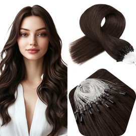 Microlink Hair Extensions Human Hair Dark Brown Microbead Hair Extensions 14 Inch Beaded Remy Hair Extension 1g/s 50g #2