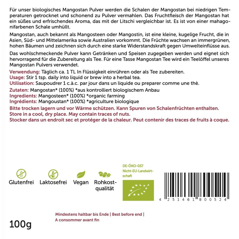 Organic Mangosteen Powder 100 g