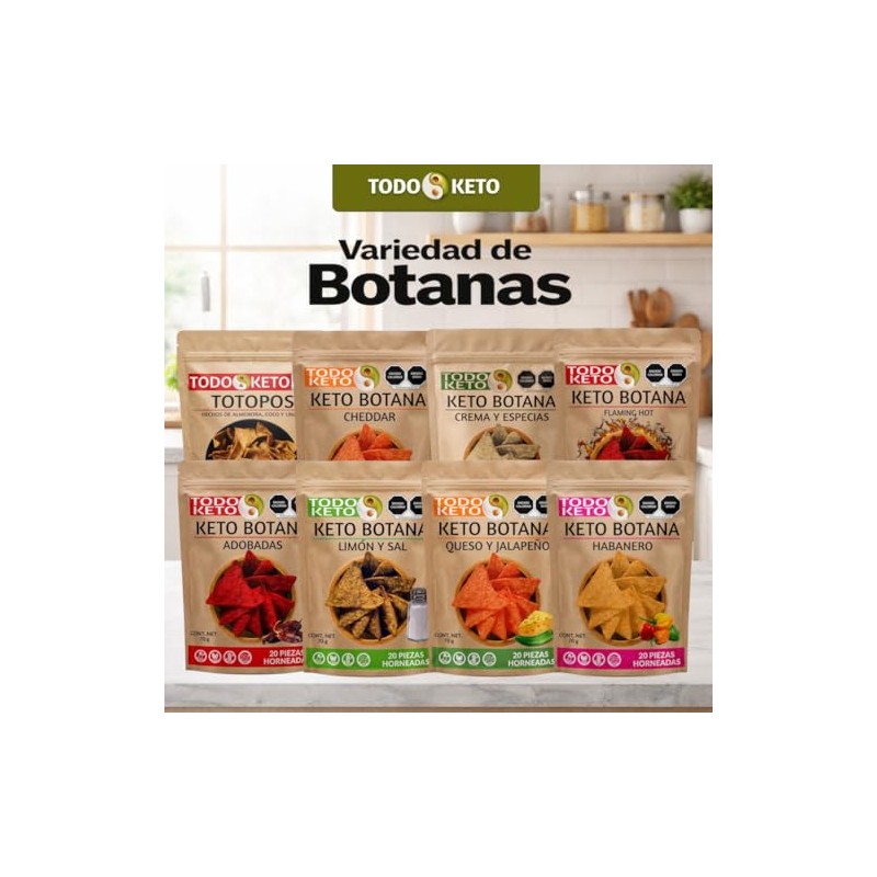 Totopos Keto Botana de Almendra 20 Piezas Horneados (Flamin Hot)