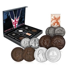 The Koin Club World War II Victory in Europe VE Day Historical Coin and Stamp Collector Set