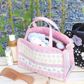 Styleneo Spa Bag, Kyoto Design, Zipper, Pockets, Mesh Fabric, Bottom Design, Japanese Pattern, Hot Spring Pouch (Checkered Komon)