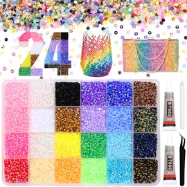 BELICEY Resin Jelly Rhinestones for Bedazzling 3MM 24 Color Flatback Bedazzled Kit Rainbow Crystals Bedazzling Gem for DIY Craft Clothing Nails Makeup with Tweezers Pen