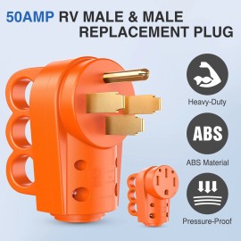 Nilight 50 Amp RV Male and Female Plug Set 14-50P Plug and 14-50R Receptable