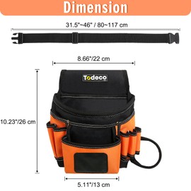 Todeco Men's Tool Belt, Tool Bag with Adjustable Belt, Belt Bag with Magnet for Craftsmen Carpenters