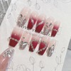 24pcs White and Pink Gradient Trapezoid Style Heart Shape Nail