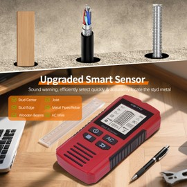 Cable Finder Locator 5-in-1 Wall Scanner Detector, Multifunctional Stud Finder with LCD Display Acoustic Alarm, Electronic Measuring Instrument for Wood, Ferrous Metals, Non-ferrous Metals, Cable (Red