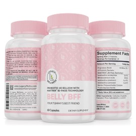 BELLY BFF Probiotic Supplement - 40 Billion CFU Daily Gut Health Complex Support - Astragalus & Lactobacillus Acidophilus Digestive Health Probiotics for Women & Men - 60 Vegan Shelf Stable Capsules