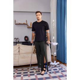 Deyeek Tear Away Pants for Men Casual Baggy Open Bottom Sweatpants High Split Snap Button Yoga Pants Post Surgery with Pockets XXL Black