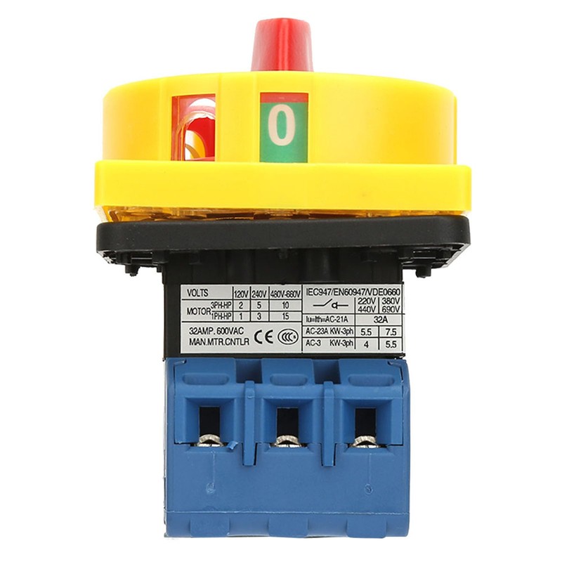 25A 32A Load Circuit Breaker Switch 3 Pole 2 Position