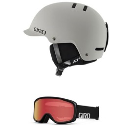 Giro Surface Combo Pack Ski Helmet - Snowboarding Helmet with Matching Goggles Matte Grey/Black Wordmark M (55.5-59cm)