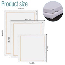 Canvas Painting Set, 6 Pcs Canvas for Painting Square Canvas Boards Blank Canvases for Art 3 Size Stretched Canvas Panels for Acrylic Painting Oil Painting(30x20cm 20x20cm 15x15cm)