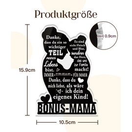 Putuo Decor Bonus-Mama Acrylschild – Deko Geschenk für Stiefmutter, Mutterfigur, Familie – Herzliche Botschaft zum Muttertag oder Geburtstag