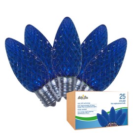 Brite Star LED C9 Replacement Bulbs - Blue 25-Pack, Energy Efficient Perfect Christmas & Outdoor Lighting - E-17 LED Bulb