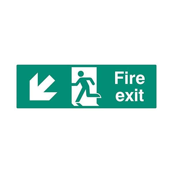 Sign Fire Exit Lower Left Sav Outside Height 150mm External
