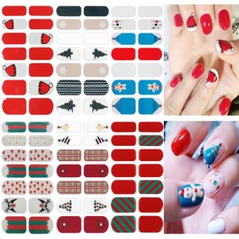 NAILDOKI Nail Stickers 6 Sheets x 14 Pieces Full Wraps Nail Polish Strips, Self-Adhesive Gel Nail Art Decals for Women Girls