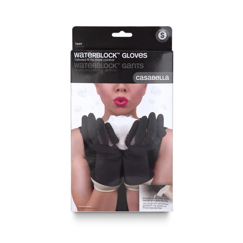 Casabella Premium Waterblock Latex Cleaning Gloves with Tapered Fit &