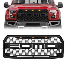 AMERICAN MODIFIED Front Grille Compatible with 2015-17 Ford F150, Replacement Mesh Grill w/DRL, Matte Black