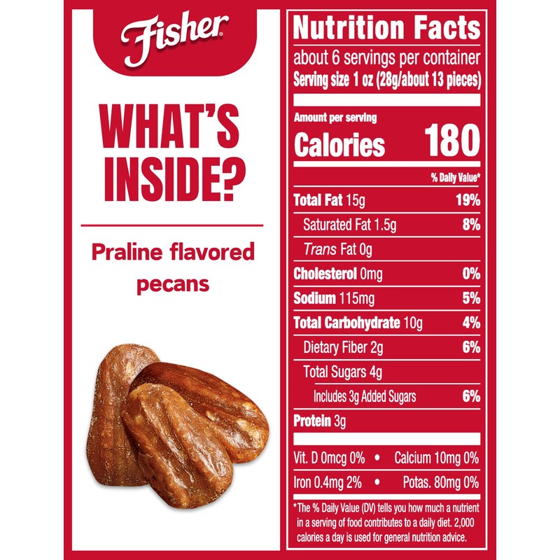 Fisher Snack Praline Pecans, 5.5 oz (Pack of 1), Resealable