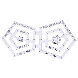 HJ Cutting Ruler, Sewing Ruler, Pentagon, Multi Ruler, Transparent Acrylic Ruler (Set of 1)