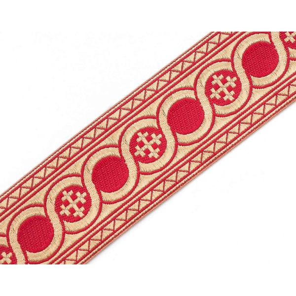 21/4" Wide Red on Gold Jacquard Vestment Trim Cross in