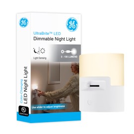 GE Ultrabrite LED Night Light, Dimmable, 100 Lumens, Plug-in, Dusk to Dawn Sensor, UL-Listed, Ideal for Bedroom, Bathroom, Nursery, Kitchen, Hallway, 45125, 1 Pack, White