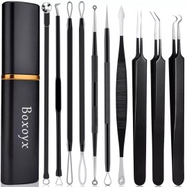 Boxoyx Pimple Popper  - Boxoyx 10 Pcs Blackhead Remover Comedone Extractor Kit
