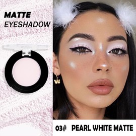 Monochrome Matte Eyeshadow Makeup Palette, Highly Pigmented Pearl White Eyeshadow Palette, Matte Pressed Powder Eyeshadow Makeup, Single Vegan Eye Shadow, Daily Evening Women Girls Eyeshadow Gift 3#
