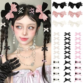 Mini Hair Bows for Women Girls Cute Colorful Hair Clips Small Alligator Hair Ribbon Accessories -36P - Black White Pink