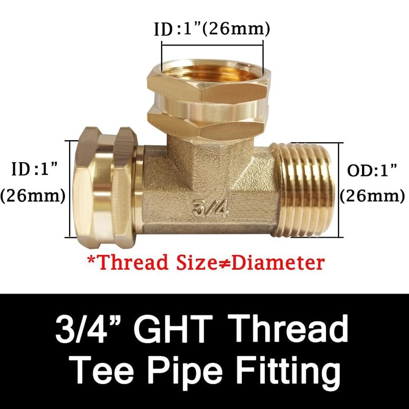Joywayus 3/4 GHT Threaded Brass Swivel Pipe Fitting Tee T