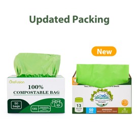 Compostable Bags,Trash bags 13+ gallon tall kitchen, Compostable Trash Lawn & Leaf Yard Waste Bags,Kitchen Compost Trash Bin Compatible,Extra Thick1.01 Mills,Certified by BPI and OK Compost