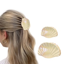 papasgix Shell Claw Clips Seashell Hair Clips, 2 Size for Thin/Thick Hair Beach Claw Accessories for Women and Girls (Gradient Yellow Purple)