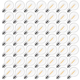 FUTIME 50Pack Plastic C7/G40 Replacement LED Light Bulbs - 0.6W Equivalent to 7W Incandescent Bulbs 2700K, E12 Screw Base Shatterproof & Waterproof LED Globe Light Bulbs for Outdoor String Lights