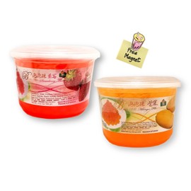 Combo Set Bolle Popping Bursting Boba Pearls 33.5 Oz. (2 lbs. 1 oz) Each with 1 Bonus Gift (Strawberry & Mango)