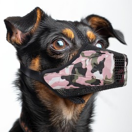 Dog Muzzle, Soft Mesh Anti Biting Dog Muzzles for Small Medium Large Sized Dogs, Adjustable Breathable Dog Mouth Guard Prevent Dogs Biting Chewing and Licking
