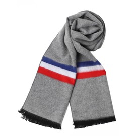 Long Cotton Scarf for Men - Warm Fringe Plaid Scarves With Luxurious Gift Box(Light Gray With Stripe)