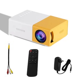 Mini Projector Portable Projector 1080P Supported, Smart Movie Projector for Home Theater/Outdoor, Movie Projector Compatible with HDMI, USB, Audio, TF Card(Yellow)