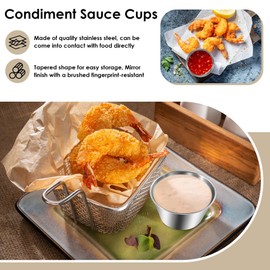Littlecatch 12 Pack Sauce Pots Stainless Steel Small Condiment Containers, Reusable Round Sauce Cups Dips Spices Pots Liquid Dips Bowls for Ramekins Dipping and Portion Cups - 2.5Oz 70Ml