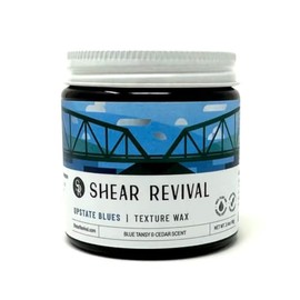 Shear Revival Upstate Blues Texture Wax | Men's Hair Styling Strong Hold Neutral Finish Infused with Spirulina, Sea Buckthorn, Aloe Leaf Juice & Marula Oil Notes of Lime, Cedarwood & Blue Tansy 3.4oz