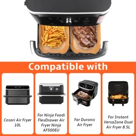 Hot Air Fryer Accessories for Ninja Foodi Flexdrawer 10.4 L AF500EU, Pack of 150 Airfryer Backpaper for Cosori Hot Air Fryer 10L, Compatible with Instant 8.5L and Duronic 10L (180 Pieces)