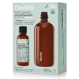Davids Davids Hydroxi Fresh Breath Mouthwash Kit, Alcohol-Free, Fluoride-Free, Remineralizing Nano-Hydroxyapatite for Sensitive Teeth & Enamel Health, Gum Detox, Relieves Dry Mouth