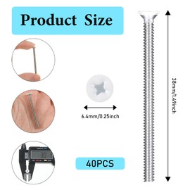 40Pcs Extra Long Outlet Screws, 6-32 x 1-1/2 Inch White Painted Flat Head Machine Screws Wall Plate Screws for Fix Repair Wonky and Sunken Outlet