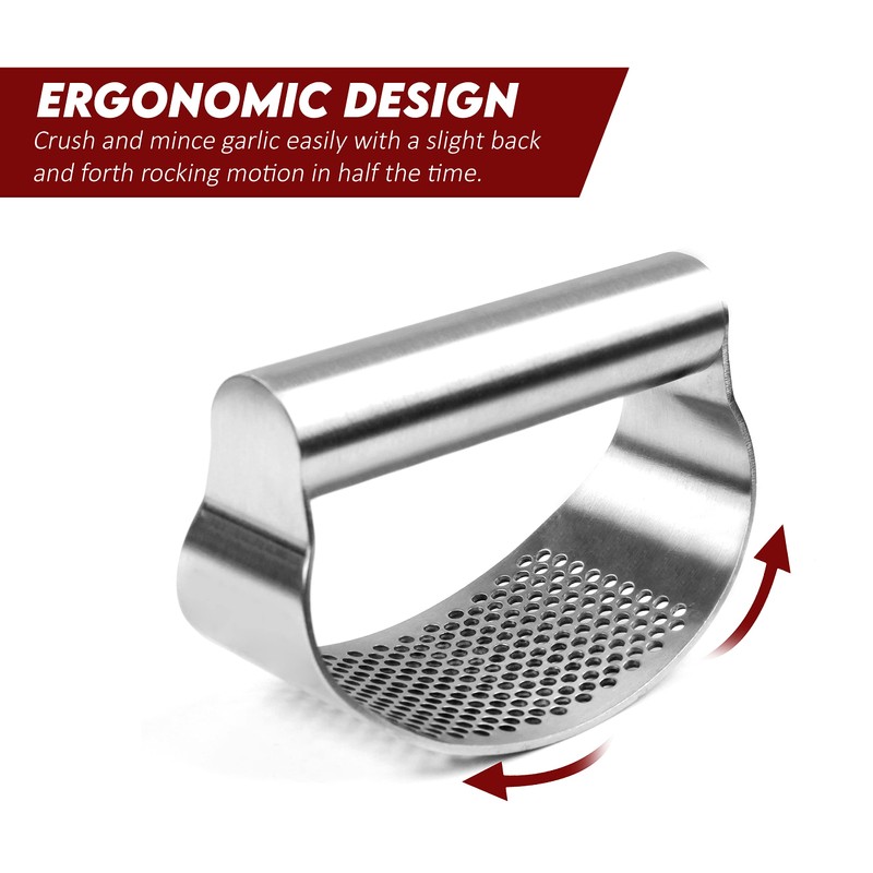 Stainless Steel Garlic Press Garlic Crusher Curved Shaped Presser and