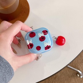 GULVQYF Cute Airpods 4 Case, Cartoon Full Protection Protective Case with Chain, Soft Headphone Case for Boys and Girls (Tomato)