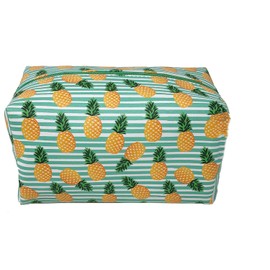 PREMIUS Cosmetic bag with Gold Metal Zipper, Pineapples Print, 9x4x4 Inches